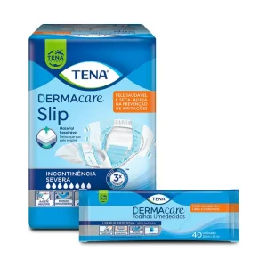 KIT Fralda Geriátrica Tena Derma + Lenço Umedecido